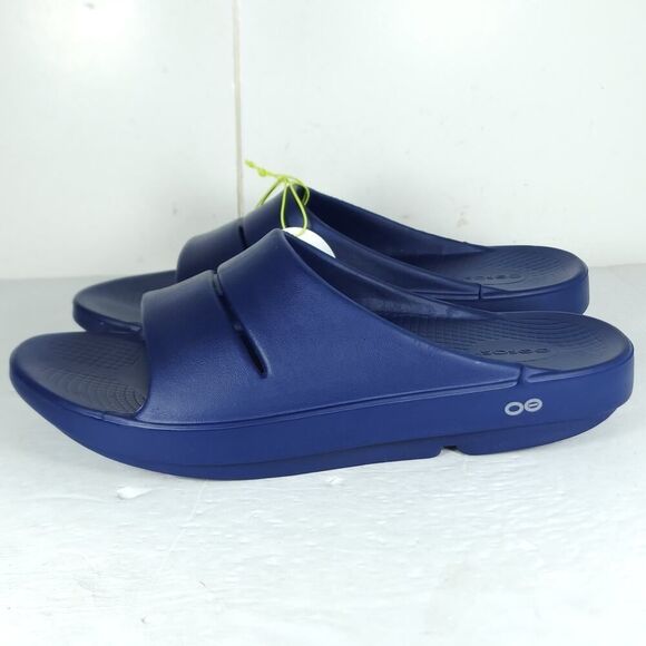 Oofos Men\'s OOahh US12 Navy Blue Beach Walking Recovery Slide Sandals NWT main image 13